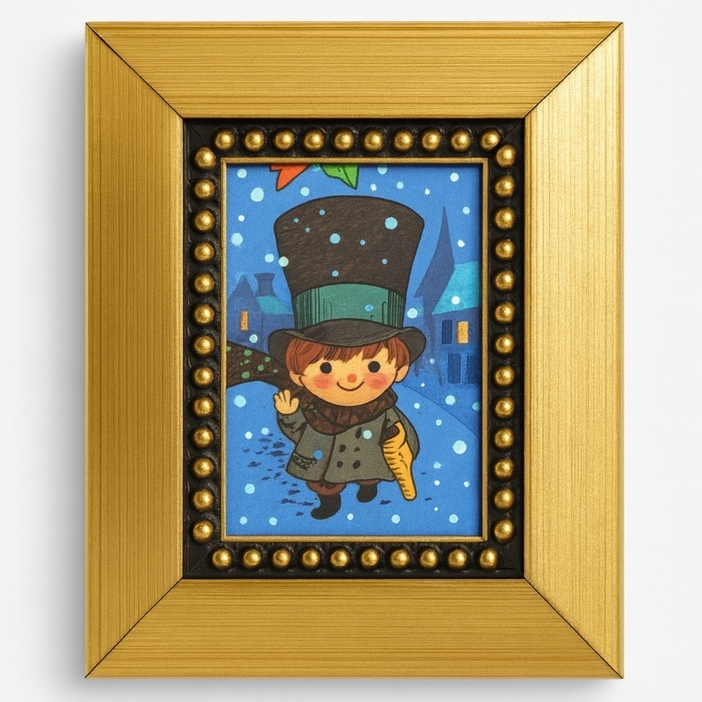 Mini Gold Framed Vintage Christmas Print